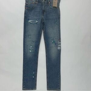 Levis‎ 512 Slim Taper Denim Stretch Jean Distressed Torn Stitch Color